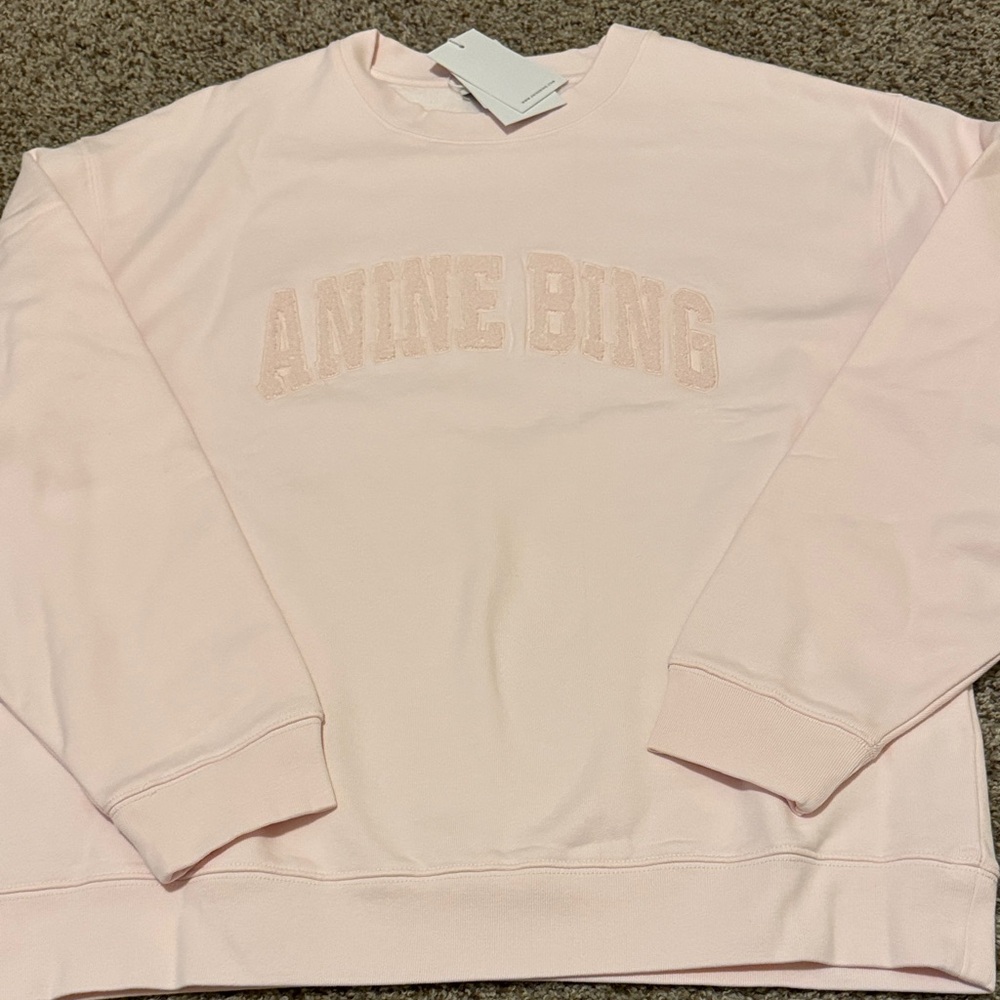 ANINE BING PINK CREWNECK SWEATSHIRT